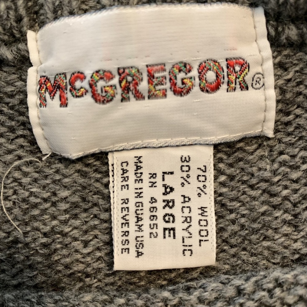 McGregor Sweater Mens Large Gray Wool Acrylic Crewneck Knit Pullover Made USA - Picture 2 of 6